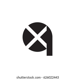 initial logo qx, xq, x inside q rounded letter negative space logo black