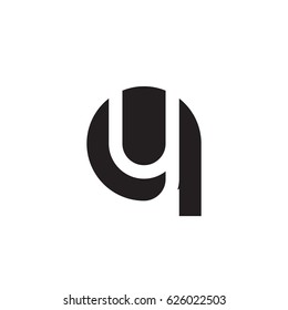 initial logo qy, yq, y inside q rounded letter negative space logo black