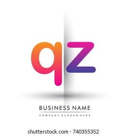 initial logo QZ lowercase letter, orange and magenta creative logotype concept, modern and simple logo design.