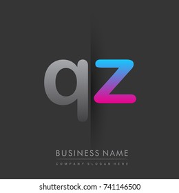 initial logo QZ lowercase letter colored grey and blue, pink, creative logotype concept, modern and simple logo design, logo design concept for business and corporate identity.