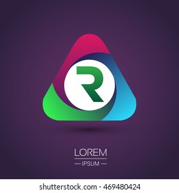 Initial logo R letter colorful icon in the triangle shape, Vector design template elements for your application or company identity.