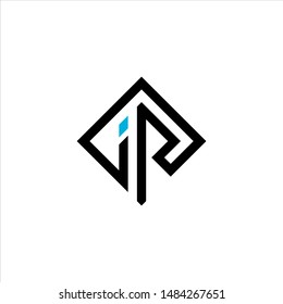 initial logo i and r letter simple modern black square template. personal monogram of personal name, icon design inspiration 