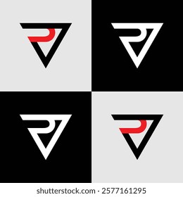 initial logo r p in triangle shape