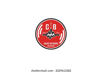 Initial logo RB Radio Music Studio, record podcast multimedia circle vintage