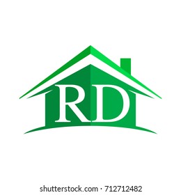 initial logo RD with house icon and green color, business logo and property developer.