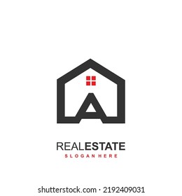 Logo inicial A con concepto inmobiliario