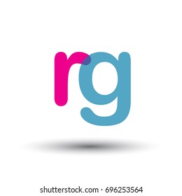 initial logo RG lowercase letter, blue and pink overlap transparent logo, modern and simple logo design