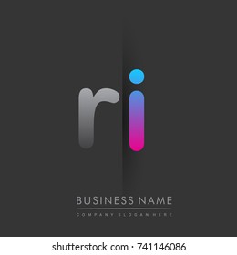 initial logo RI lowercase letter colored grey and blue, pink, creative logotype concept, modern and simple logo design, logo design concept for business and corporate identity.