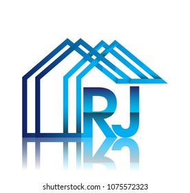 initial logo RJ with house icon, business logo and property developer.

