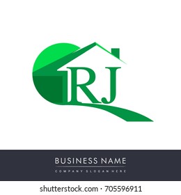 initial logo RJ with house icon, business logo and property developer