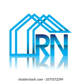 initial logo RN with house icon, business logo and property developer.

