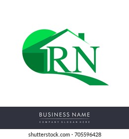initial logo RN with house icon, business logo and property developer.