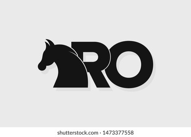 Initial logo RO letter with stallion head. The combination of letters R and O is black