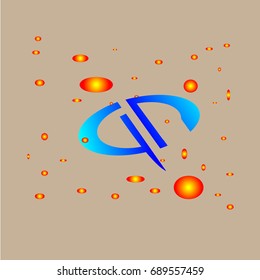 Initial logo round flattened the blue letter AN with space lighting