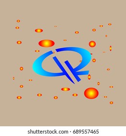 Initial logo round flattened the blue letter AR with space lighting