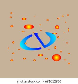 Initial logo round flattened the letter CV with the blue space lighting
