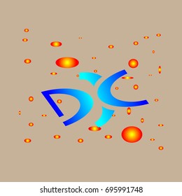 Initial logo round flattened the letter D and X  with the blue space lighting