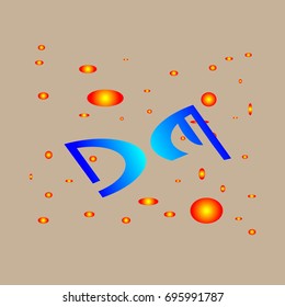 Initial logo round flattened the letter D and M with the blue space lighting