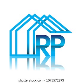 initial logo RP with house icon, business logo and property developer.
