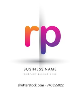 initial logo RP lowercase letter, orange and magenta creative logotype concept, modern and simple logo design.