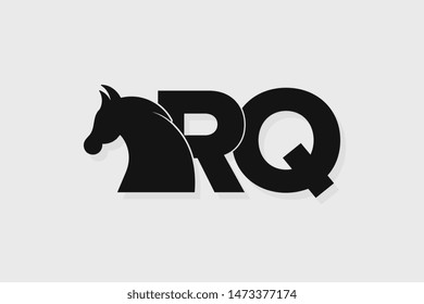 Initial logo RQ letter with stallion head. The combination of letters R and Q is black