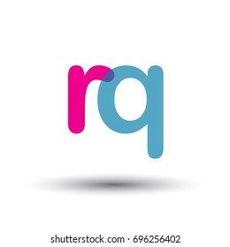 initial logo RQ lowercase letter, blue and pink overlap transparent logo, modern and simple logo design.