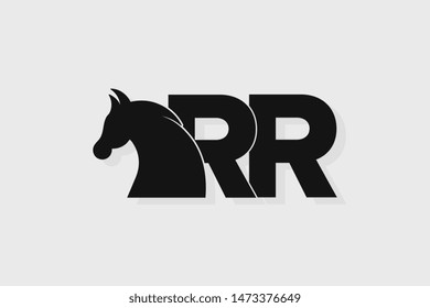 Initial logo RR letter with stallion head. The combination of letters R and R is black