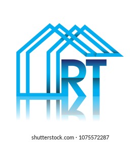 initial logo RT with house icon, business logo and property developer.
