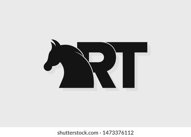 Initial logo RT letter with stallion head. The combination of letters R and T is black