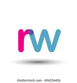 initial logo RW lowercase letter, blue and pink overlap transparent logo, modern and simple logo design.