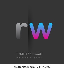 initial logo RW lowercase letter colored grey and blue, pink, creative logotype concept, modern and simple logo design, logo design concept for business and corporate identity.