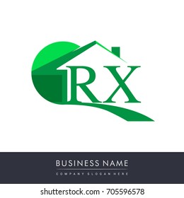 initial logo RX with house icon, business logo and property developer.