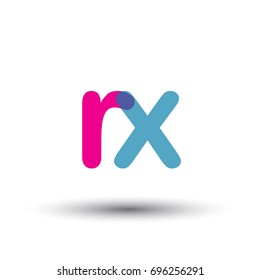 initial logo RX lowercase letter, blue and pink overlap transparent logo, modern and simple logo design.