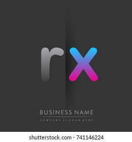 initial logo RX lowercase letter colored grey and blue, pink, creative logotype concept, modern and simple logo design, logo design concept for business and corporate identity.