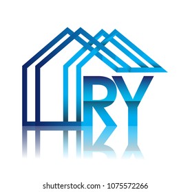 initial logo RY with house icon, business logo and property developer.
