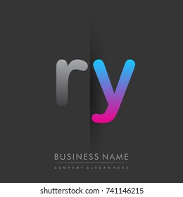 initial logo RY lowercase letter colored grey and blue, pink, creative logotype concept, modern and simple logo design, logo design concept for business and corporate identity.