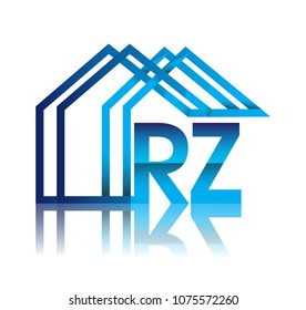 initial logo RZ with house icon, business logo and property developer.
