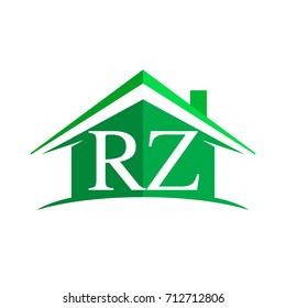 initial logo RZ with house icon and green color, business logo and property developer.