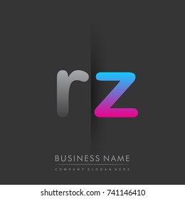 initial logo RZ lowercase letter colored grey and blue, pink, creative logotype concept, modern and simple logo design, logo design concept for business and corporate identity.