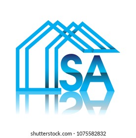 initial logo SA with house icon, business logo and property developer.
