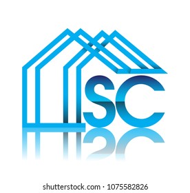initial logo SC with house icon, business logo and property developer.