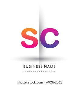 initial logo SC lowercase letter, orange and magenta creative logotype concept, modern and simple logo design.