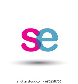 initial logo SE lowercase letter, blue and pink overlap transparent logo, modern and simple logo design.