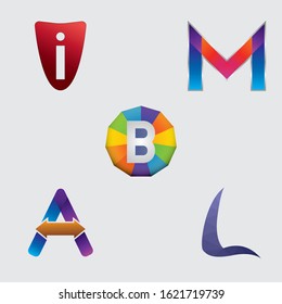 Initial logo set, alphabet logo, vector illustration,  letter I, B, L, M, A