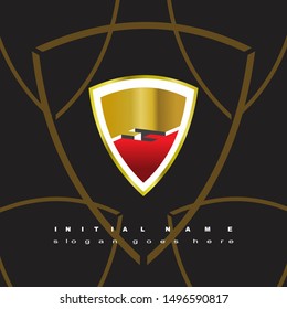 Initial logo shield illustration and alphabet H3D 