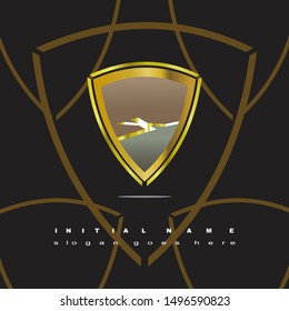 Initial logo shield illustration and alphabet X 3D 