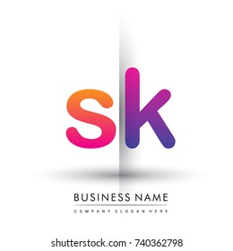 initial logo SK lowercase letter, orange and magenta creative logotype concept, modern and simple logo design.