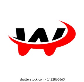 initial logo with slice graphic vector W