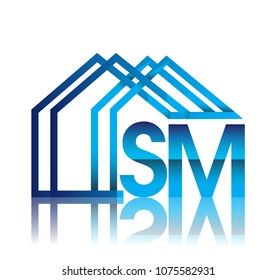 initial logo SM with house icon, business logo and property developer.