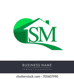 initial logo SM with house icon, business logo and property developer.